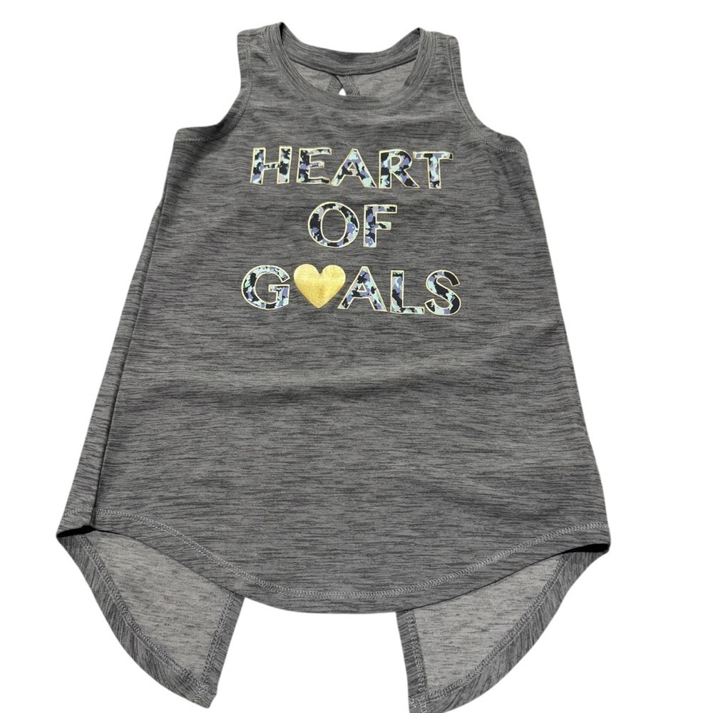 Old Navy Girls Gray Gold Heart Tank Top HEART OF GOALS Size XS 5 New